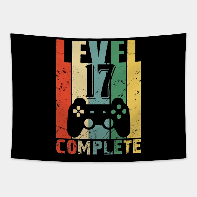 Vintage 17th Wedding Anniversary Level 17 Complete Video Gamer Couple Tapestry by smtworld