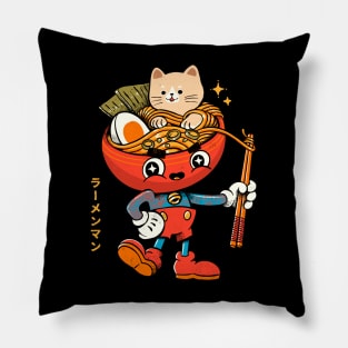 Ramen man and cat Pillow