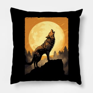 Full Moon Lone Aplha Brindle Dire Wolf Pillow