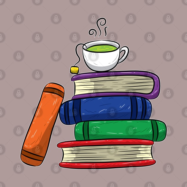 Book Lovers Books and Tea Colorful by screamingfool
