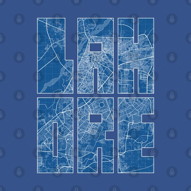 Lahore, Pakistan City Map Typography - Blueprint by deMAP Studio