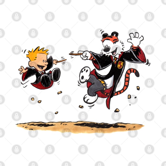 Magical Wizard Calvin and Hobbes by SketchbooksTees