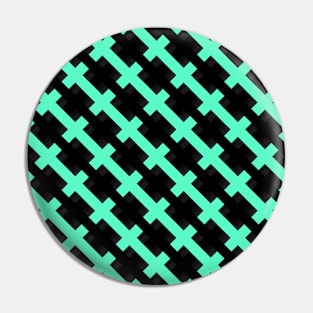 Black & Turquoise Lattice Weave Pin