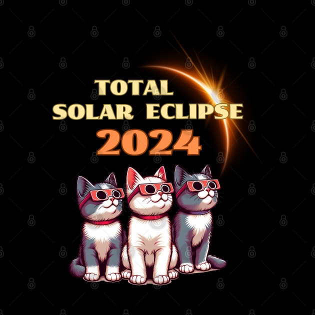 Solar Eclipse 2024 Cat Wearing Solar Eclipse by BukovskyART