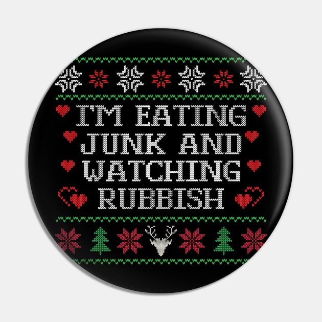 Eating Junk And Watching Rubbish Christmas Sweatshirt, Christmas Movie Quote Crewneck, Ugly Christmas Sweater, Unisex Xmas Holiday Hoodie Pin by For the culture tees