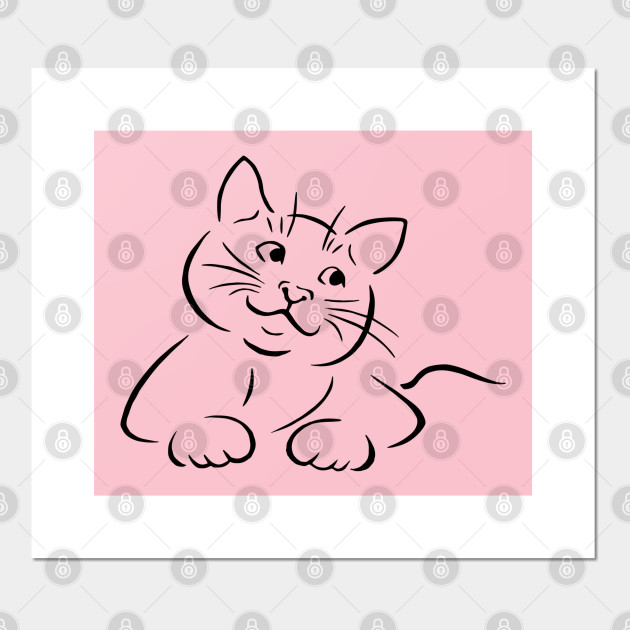 Cute Cat Drawing Cute Cat Drawing Posters And Art Prints
