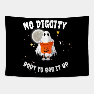 No Diggity Bout To Bag It Up Cute Ghost Halloween Kids Candy Tapestry