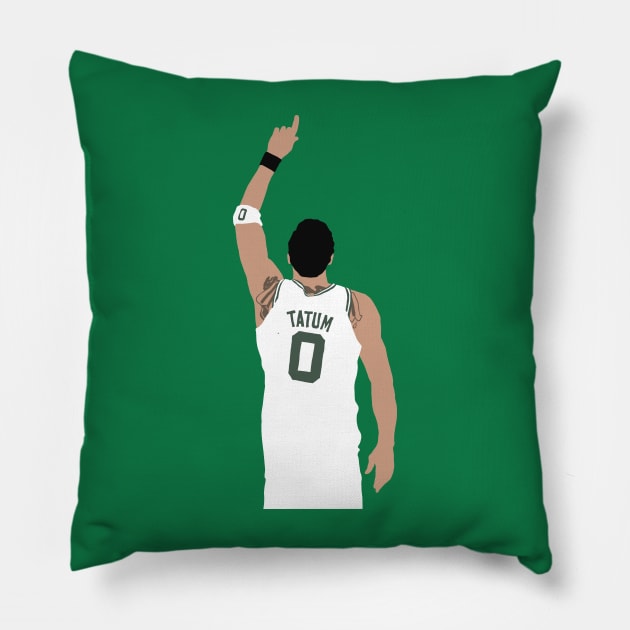 Jayson Tatum Pointing Up (White) Pillow by rattraptees