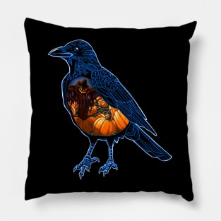 Halloween Crow with Pumpkin Patch Pillow