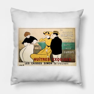 Caisse Simon HUITRES EXQUISES OYSTERS by Leonetto Cappiello Vintage French Art Deco Pillow