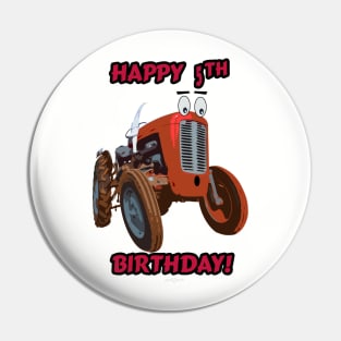 Happy 5th Birthday tractor design Pin