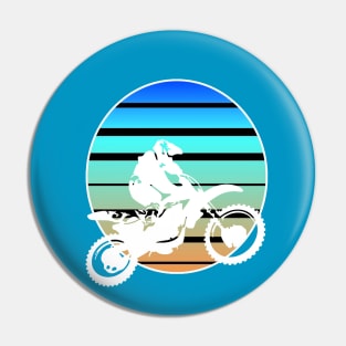 Motor X White Silhouette Dirt Bike Retro Sunset Pin