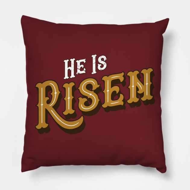 He Is Risen - Easter Resurrection Sunday Distressed design Pillow by lucidghost