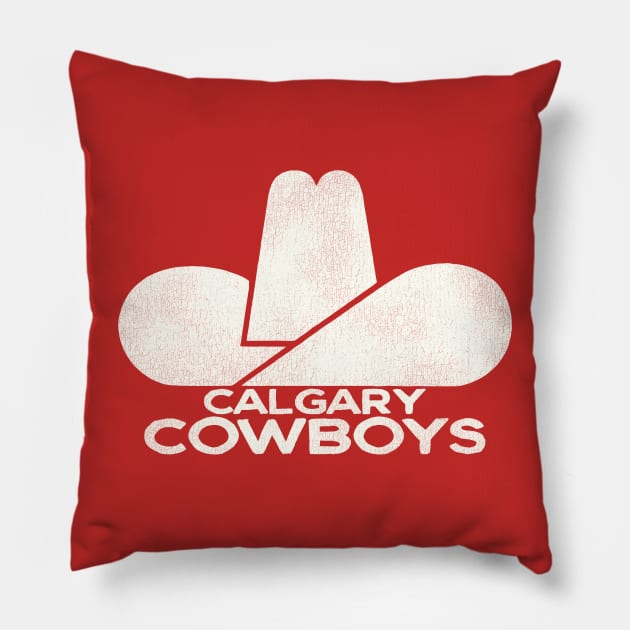 Defunct Calgary Cowboys Hockey Team Pillow by Defunctland