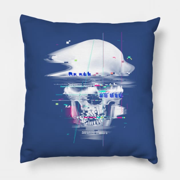 Blue Glitch of Death Pillow by Madkobra