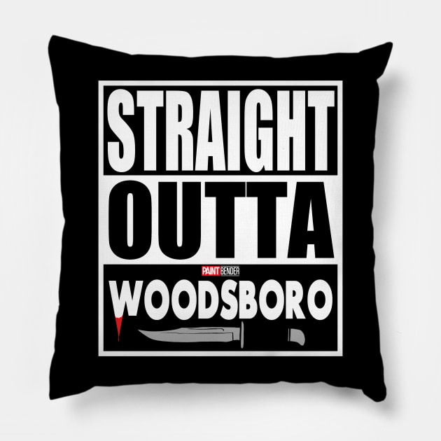 Straight Outta Woodsboro Scream 6 Horror Movie Slasher Movie Ghostface Woodsboro Pillow by ArtIzMuzikForTheEyez