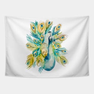 Stunning Watercolor Peacock Tapestry