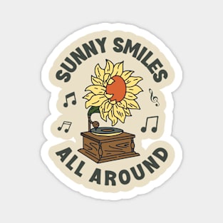 Sunny Smiles All Around: Sunflower Vinyl Record Player Magnet