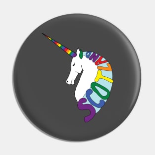 RAINBOW COLOURED SCOTTISH UNICORN WITH SCOTLAND TEXT MANE Pin