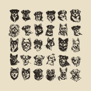 Hand drawn dogs pattern T-Shirt