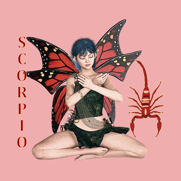 Scorpio fairy meditating with scorpion symbol by Fantasyart123