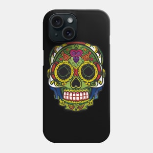 Rainbow Fiesta: Colorful Blue, Green, Red, and Yellow Sugar Skull Art Phone Case