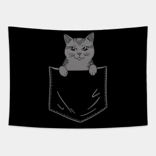 Gray Cat in your pocket Tapestry
