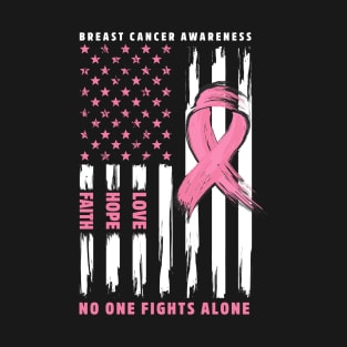 Cool American flag breast cancer awareness T-Shirt