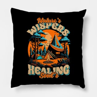 summer camping vintage Pillow