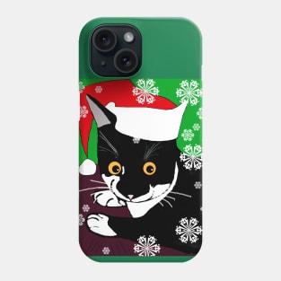 Cute Tuxedo Cat says A Merry Christmas Catmas from cat Nelson  Copyright TeAnne Phone Case