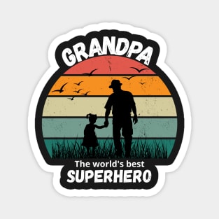 Grandpa the world's best superhero - Grandpa and granddaughter Magnet