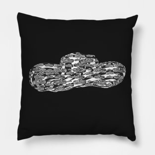 Sombrero Vueltiao in Black and White Ink Pattern (Black Background) Pillow