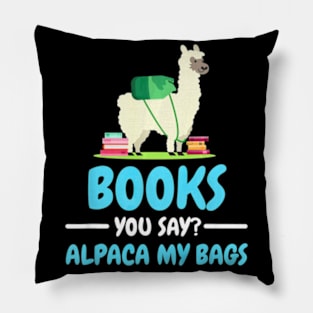 Funny Books T shirt Alpaca Llama Reading Gift for Men Women Pillow