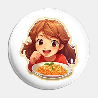 Cute Girl Eating Spaghetti Pin