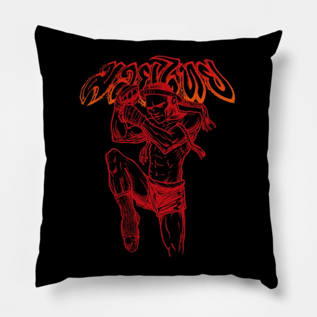 muaythai fighter 4 Pillow by Paskalamak