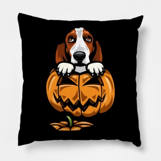 Halloween Basset Hound Pumpkin Pillow