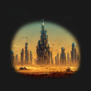 Futuristic Desert City 2045 In Cyberpunk Style T-Shirt