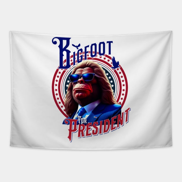 Bigfoot for President 2024 Election Tapestry by Mind Your Tee