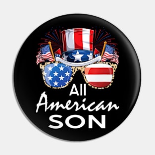 All American Son 4th of July USA America Flag Sunglasses Pin