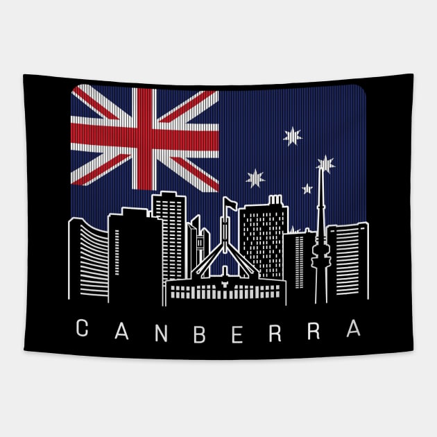 Canberra Australia Skyline Australian Flag Tapestry by travel2xplanet