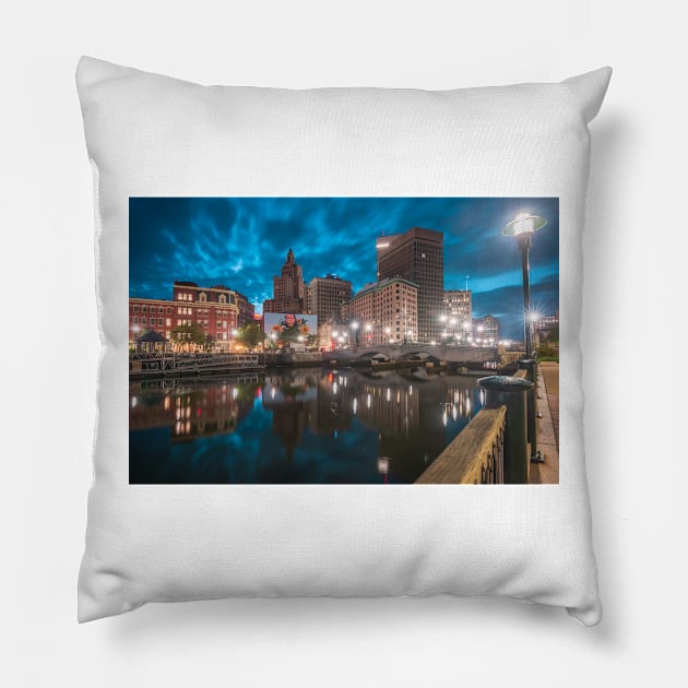 Providence at Night Pillow by jswolfphoto