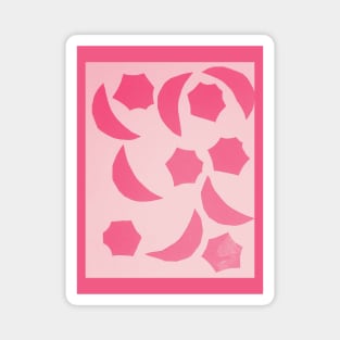 Pink Half Moon and Stars Pattern Magnet