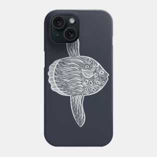 Ocean Sunfish or Mola - fish ink art design - dark colors Phone Case