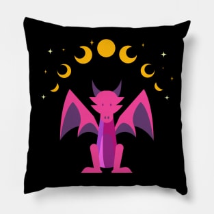 Geometric dragon under the moon. Pillow