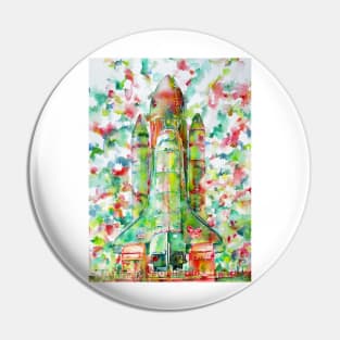 SPACE SHUTTLE - LAUNCH POD - watercolor painting Pin