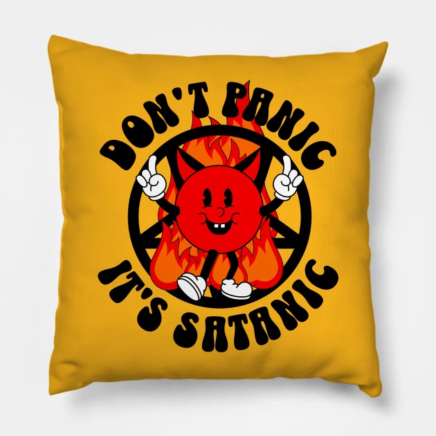 Don't Panic It's Satanic Pillow by The Sherwood Forester