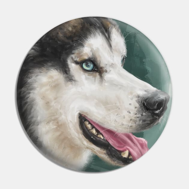 Gorgeous Siberian Husky Painting Contemporary Turquoise background Pin by ibadishi