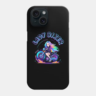 Lady biker with neon colorful Phone Case