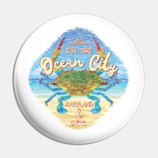 Ocean City, Maryland, Blue Crab on Beach Pin