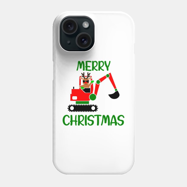 Merry Christmas Digger Construction Worker Phone Case by OrnamentallyYou